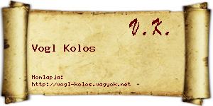 Vogl Kolos névjegykártya